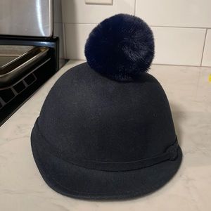 Zara girls Navy Blue wool blend hat